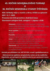 Skřipák 2025 - 45. ROČNÍK NOHEJBALOVÉHO TURNAJE A 36. ROČNÍK MEMORIÁLU STANDY ŠTĚPÁNKA