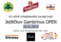 Jedličkov Gambrinus Open 2019 - 61.ročník nohejbalového turnaje trojic na tři dopady bez omezení