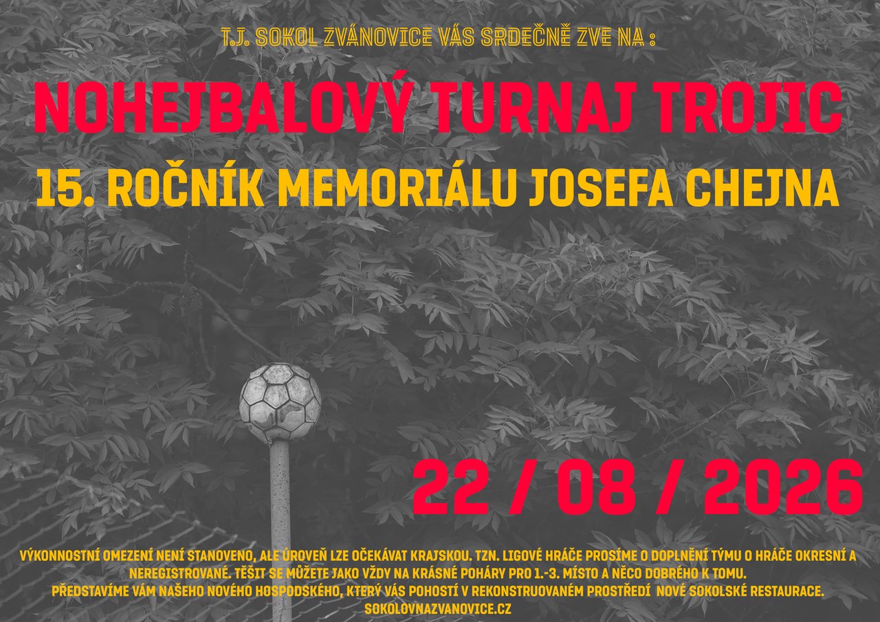 Plakát: 15. ročník Memoriálu Josefa Chejna - TURNAJ TROJIC