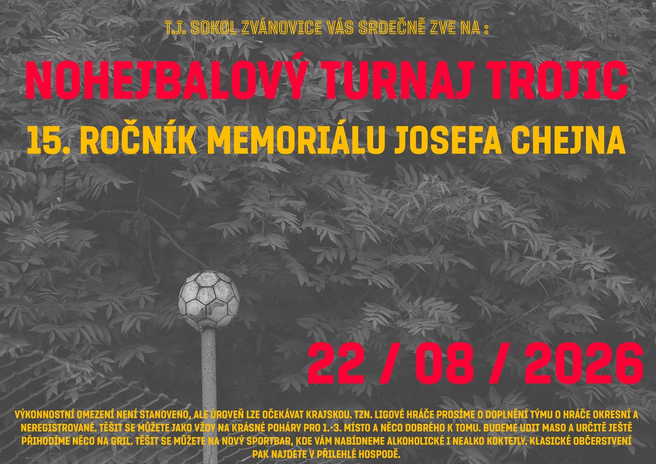 Plakát: 15. ročník Memoriálu Josefa Chejna - TURNAJ TROJIC