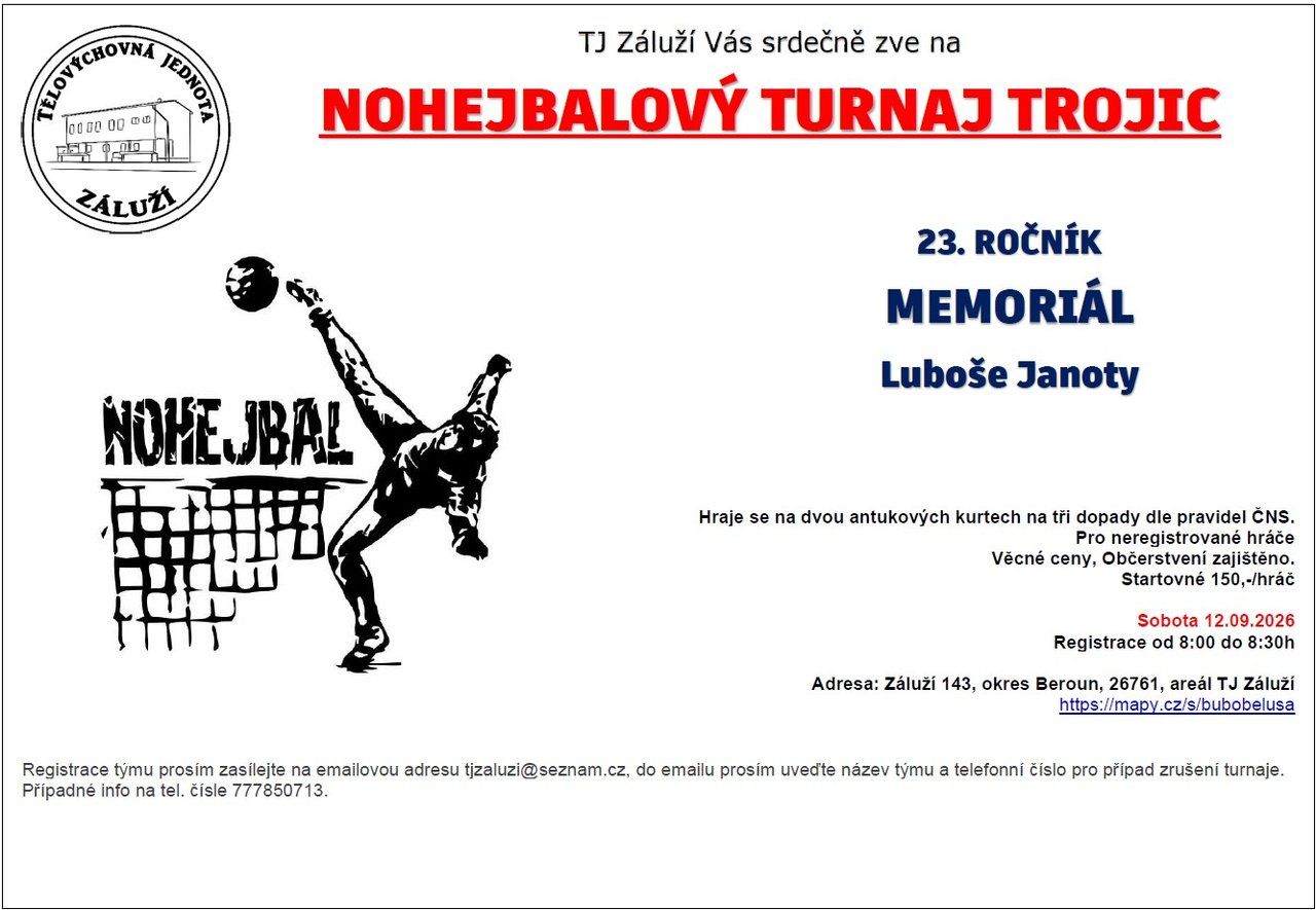 Plakát: MEMORIÁL Luboše Janoty 23. ročník - turnaj trojic